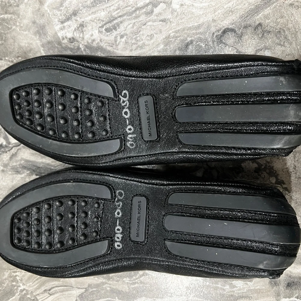 Michael Kors Black Leather Flats loafers with logo size 9M womens - Picture 7 of 7